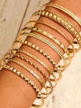 New Elegant Gold Bangle Bracelet Stack Set